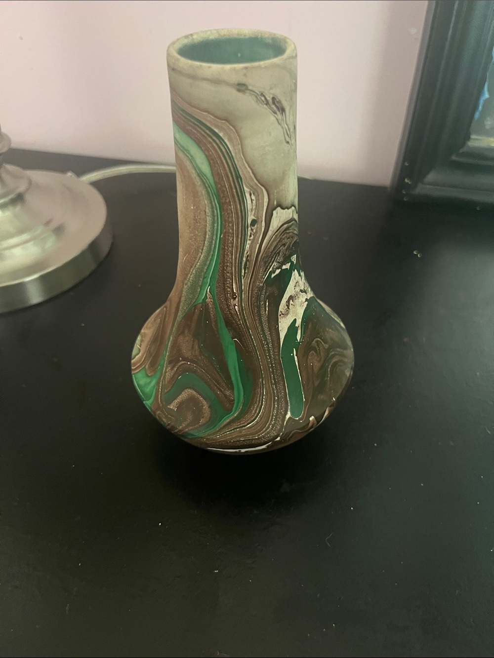Mt Rushmore SD Marbled Ceramic Vase in Green and Brown